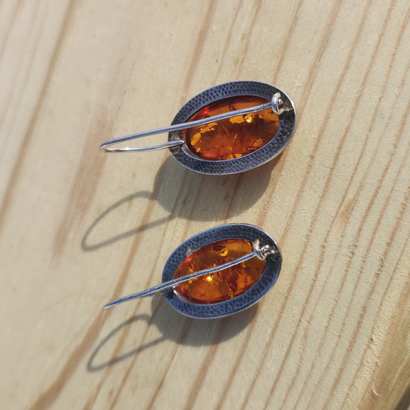 Amber and sterling silver vintage earrings - Picture 3 of 6